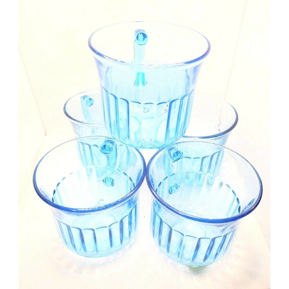 Fortecrisa blue ribbed coffee/tea cups 5